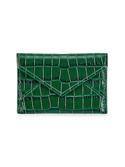 Graphic Image Gemstone Mini Croc-embossed Leather Envelope Pouch In Emerald