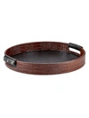 Graphic Image Round Crocodile-embossed Leather Tray In Brown