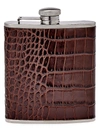 Graphic Image Crocodile-embossed Leather Stainless Steel Flask In Brown