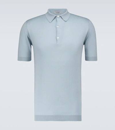John Smedley Adrian Sea Island Cotton Polo Shirt In Blue