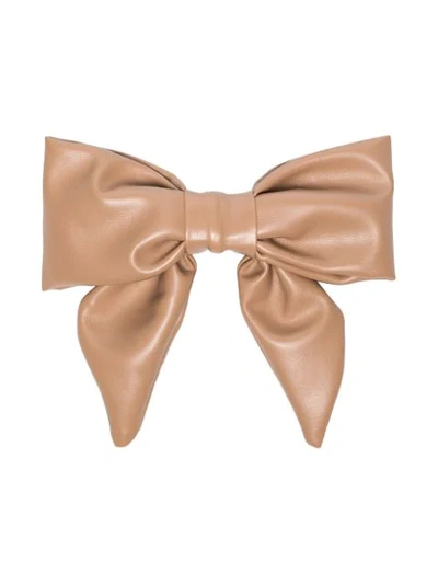 Jennifer Behr Neutral Naples Vegan Leather Bow Hair Clip In Neutrals