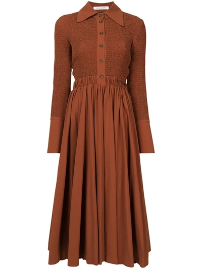 Rachel Gilbert Ravi Long-sleeved Shirt Dress In Brown