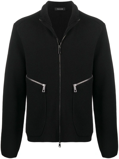 Falke Zip-up Knitted Jumper In Black
