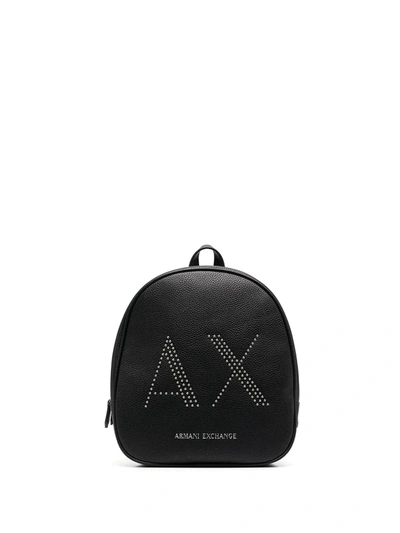 Armani Exchange Logo-studded Backpack In Black