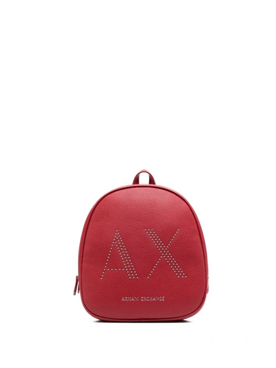 Armani Exchange Logo Studded Backpack In Red