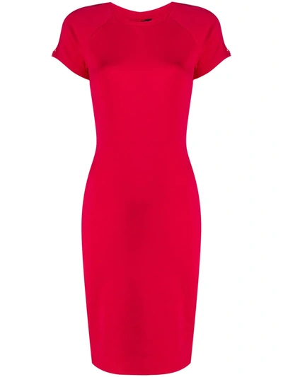 Armani Exchange Fitted Dress In Red