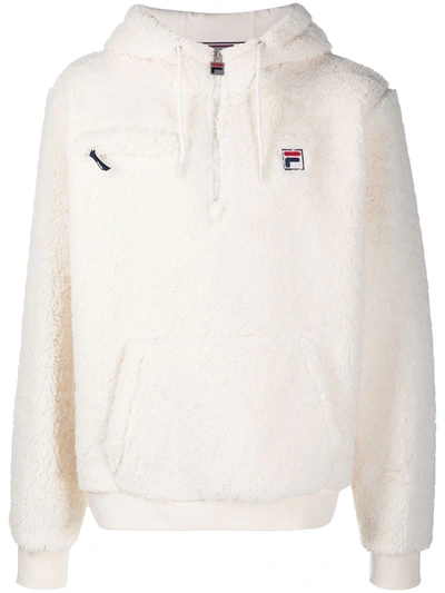 Fila Hooded Fleece Sweatshirt In White