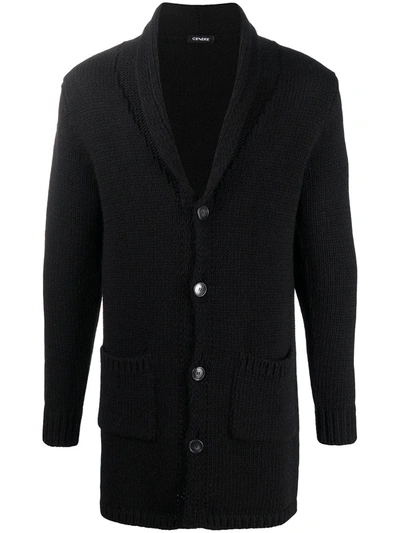Cenere Gb Knitted Cardigan With Shawl Lapels In Black