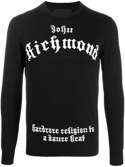 John Richmond Junior Intarsia Knit Logo Jumper In Black