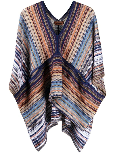 M Missoni Striped V-neck Tunic In Blue