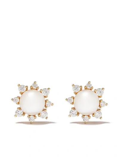 Yoko London 18kt Yellow Gold Diamond Pearl Trend Earrings