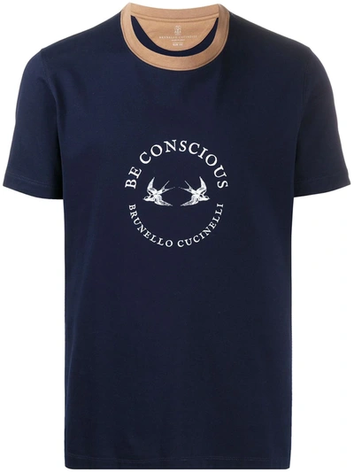 Brunello Cucinelli Be Conscious Short Sleeved T-shirt In Blue