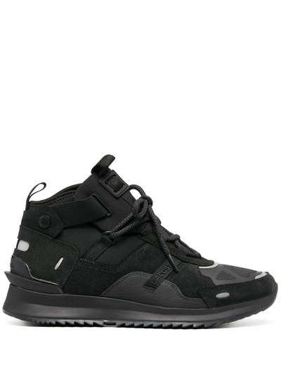 Lacoste Multi-panel Mid-top Sneakers In Black