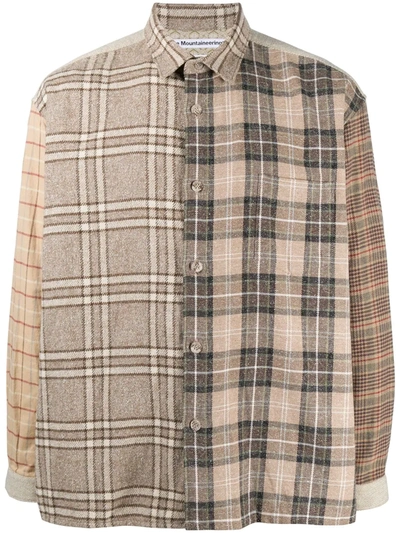 White Mountaineering Multi-panel Design Check-print Shirt In Neutrals