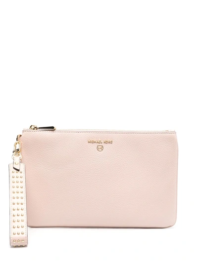 Michael Michael Kors Gold-tone Logo Clutch Bag In Pink