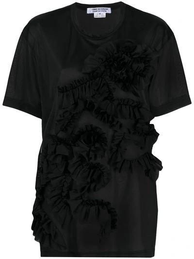 Comme Des Garçons Comme Des Garçons Ruffle Front Round Neck T-shirt In Black