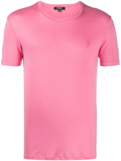 Balmain Embroidered-logo T-shirt In Pink