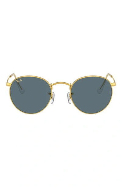 Ray Ban Icons 53mm Retro Sunglasses In Shiny Gold/ Blue