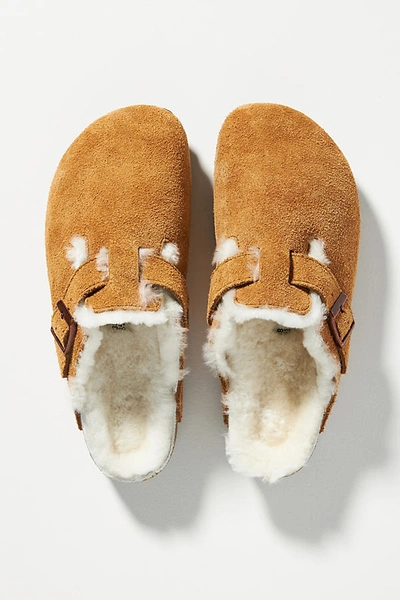 Birkenstock Shearling-lined Boston Clogs In Yellow