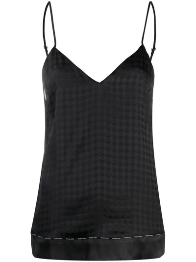 Balmain Geometric Pattern Silk Camisole In Black