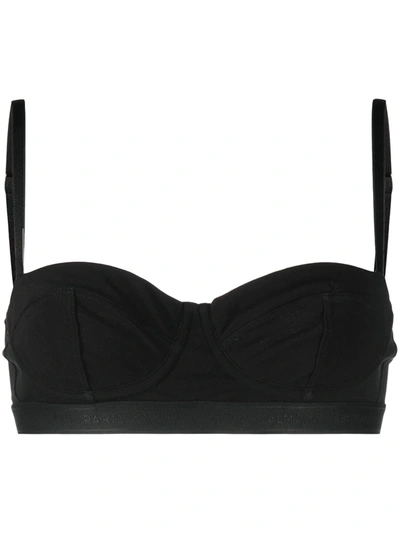 Balmain Logo Band Bra In Black