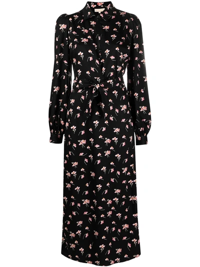 Bytimo Women's Floral-printed Crepe De Chine Wrap Dress In Black
