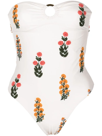 Agua By Agua Bendita The Wallflowers Toronja Dahlia One-piece Swimsuit In White