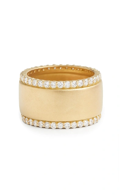Jamie Wolf 18k Yellow Gold Wide Band With Diamond Edge In Yg