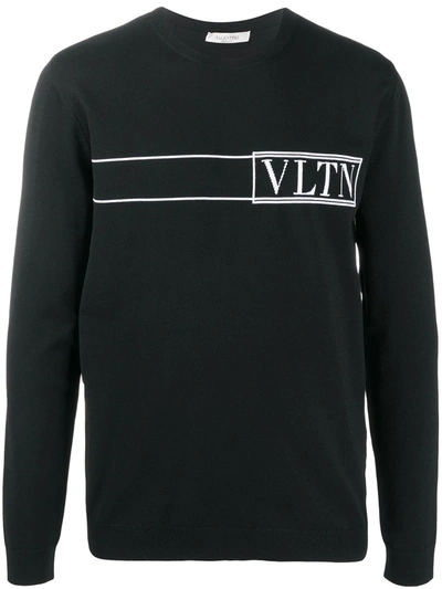 Valentino Intarisa-knit Logo Jumper In Black/white