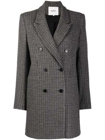 Ba&sh Nino Houndstooth Blazer Coat In Black