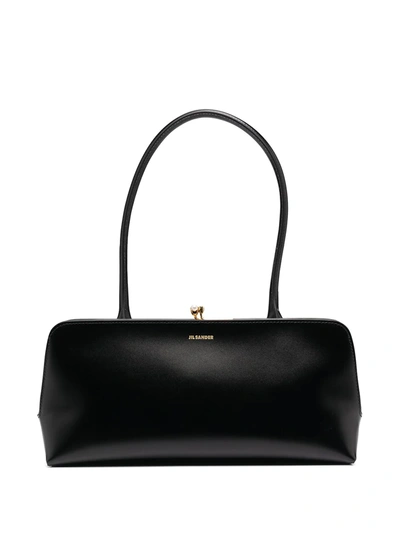 Jil Sander Faux-pearl Fastening Tote Bag In Black