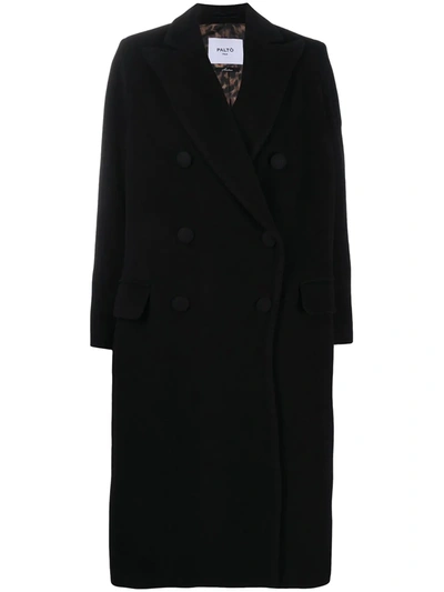 Paltò Double-breasted Midi Coat In Black