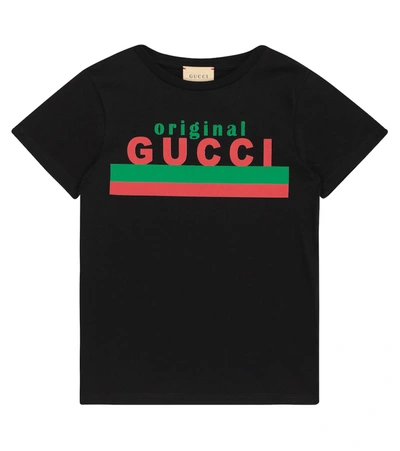 Gucci Kids' Logo Print Cotton Jersey T-shirt In Black