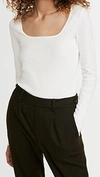 Vince Square-neck Long-sleeve Slim Tee In Black,white