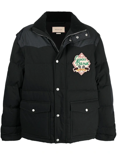 Gucci Logo-patch Cotton-blend Down Jacket In Black