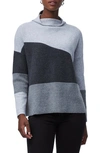 French Connection Sophia Funnel Neck Colorblock Sweater In Grey Melange