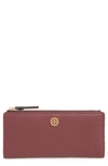 Tory Burch Walker Slim Zip Wallet In Claret