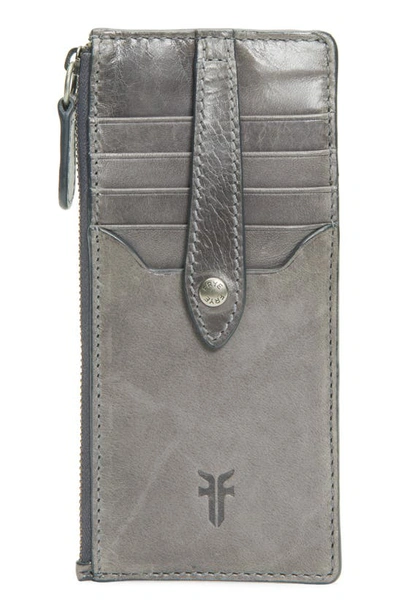Frye Slim Leather Snap Card Wallet In Carbon