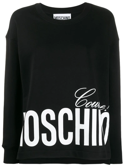 Moschino Logo Print Asymmetric Sweatshirt In Black