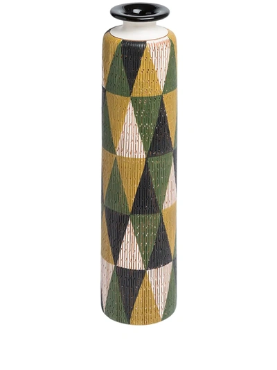 Bitossi Ceramiche Triangle Pattern Vase In Yellow