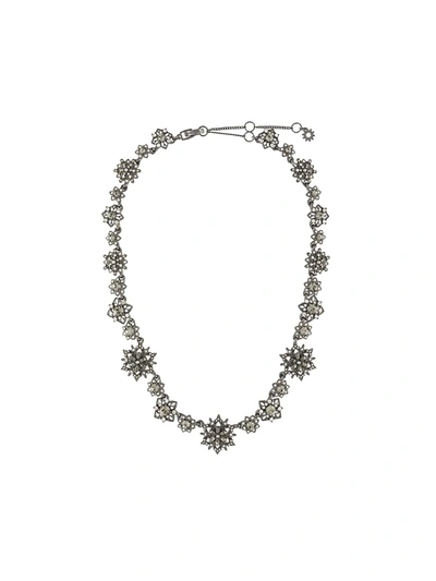 Marchesa Crystal-flower Necklace In Black