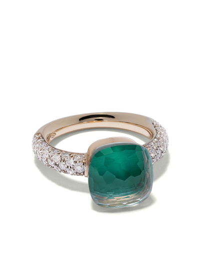 Pomellato 18kt Yellow & White Gold Nudo Classic Topaz And Diamond Ring