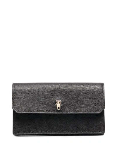 Valextra Brera Long Leather Wallet In Nn Black