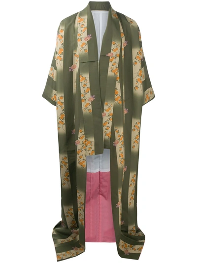 Pre-owned A.n.g.e.l.o. Vintage Cult 1990s Floral Kimono Coat In Green