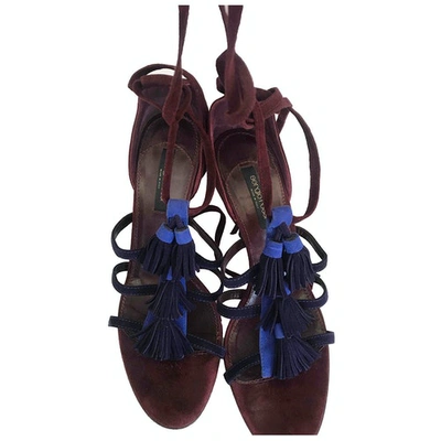 Pre-owned Sergio Rossi Sandals In Burgundy