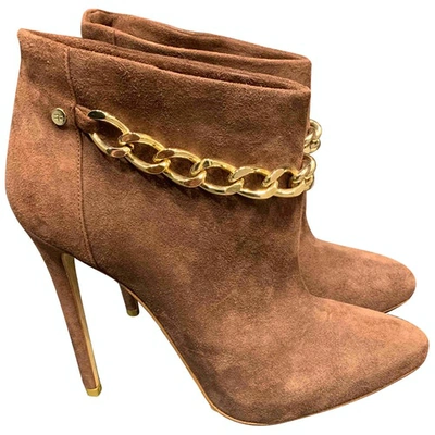 Pre-owned Elisabetta Franchi Boots In Camel