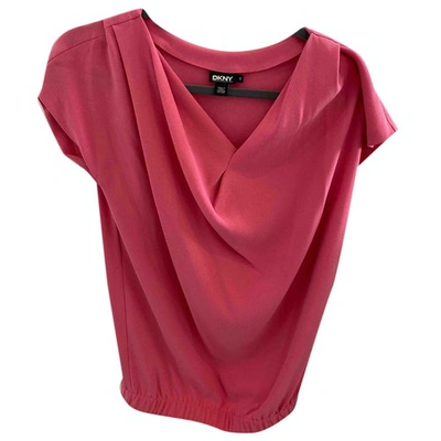 Pre-owned Dkny Pink Synthetic Top