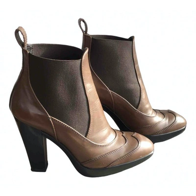 Pre-owned Hogan Leather Ankle Boots In Brown