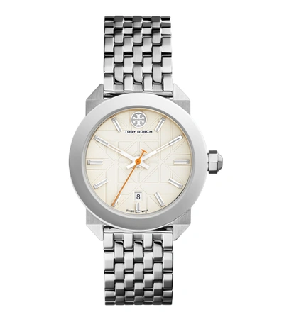 Tory Burch Whitney Watch, Stainless Steel/ivory, 35 Mm In Silver