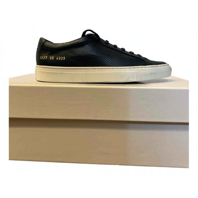 Pre-owned Common Projects Leather Trainers In Navy